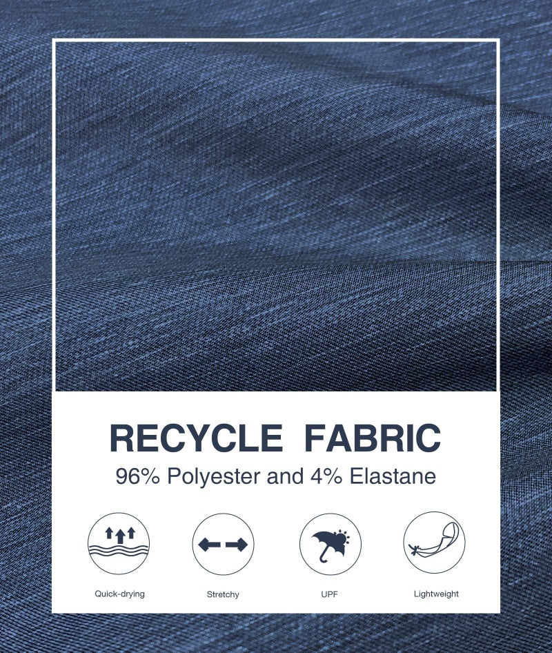 PULI Men's Dress Shorts Casual Chino Hybrid Dress Golf Flat Front Stretch Lightweight Quick Dry with Pockets Blue 34 - Image 5